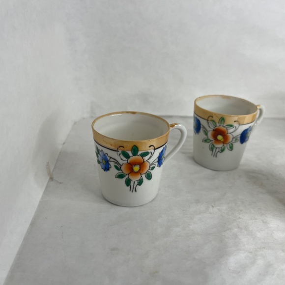Japanese Tashiro Shoten Hand Painted Porcelain Demitasse Cup Floral Design - Picture 2 of 16